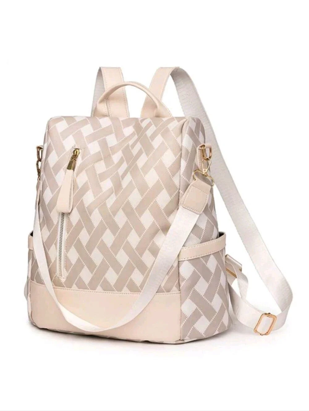 Beige- Lightweight, Portable Fashioable Ladies Travel Backpack With Anti-theft